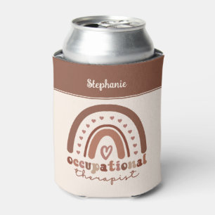Custom Boho Rainbow OT Occupational Therapist Can Cooler