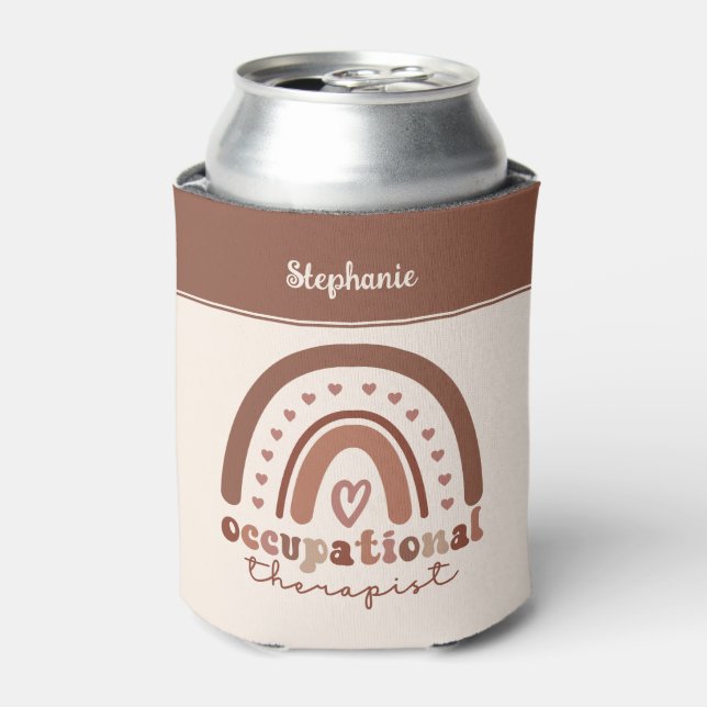 Custom Boho Rainbow OT Occupational Therapist Can Cooler (Can Front)