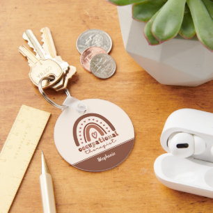 Custom Boho Rainbow OT Occupational Therapist Keychain