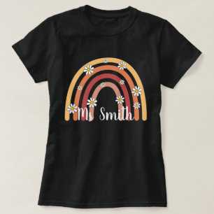 Custom Boho Rainbow Teacher , Personalized Teacher T-Shirt