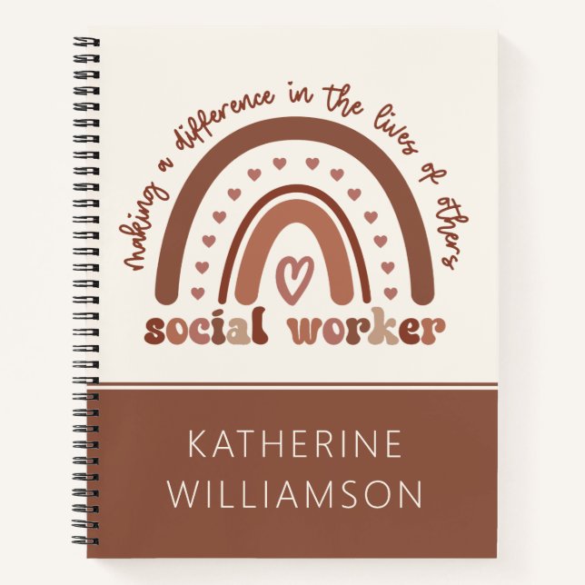 Custom Boho Social Worker Appreciation Graduation Notebook (Front)