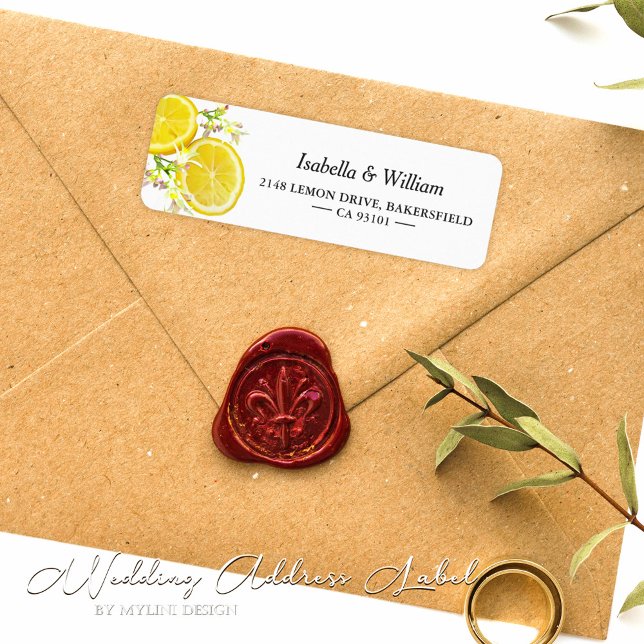 Custom Boho Summer Lemon Wedding Address Label (Creator Uploaded)