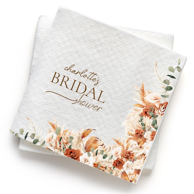 Custom Boho Terracotta and Tequila Bridal Shower Napkin (Creator Uploaded)