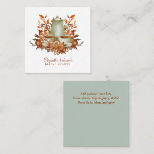 Custom Boho Terracotta Floral Sage Tea Party Event Enclosure Card