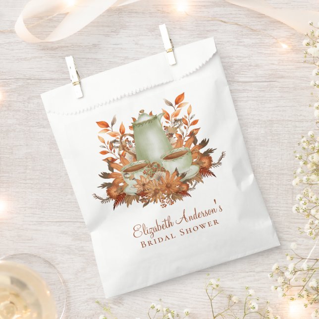 Custom Boho Terracotta Floral Sage Tea Party Event Favour Bag (Clipped)