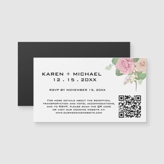 Custom Boho Wedding Magnets - Rustic Details (Front/Back)