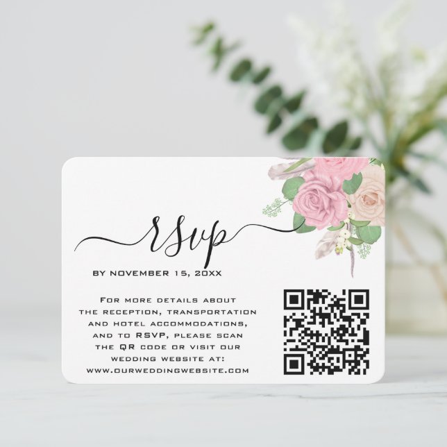 Custom Boho Wedding QR Code RSVP  (Standing Front)