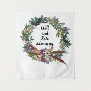 Custom Boho Winter Wedding Reception Photo Booth Tapestry