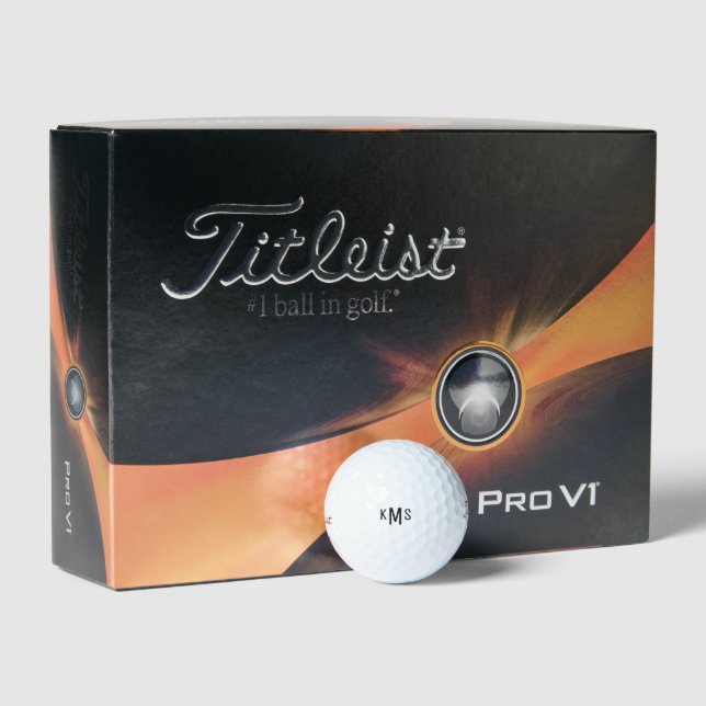 Custom Bold Font Monogram Titleist Pro V1 Golf Balls (Packaging)