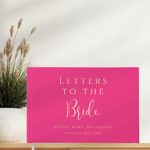 Custom Bold Fuchsia Hot Pink Letters to the Bride  Guest Book