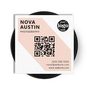 Custom Bold Geometric Company Logo Modern QR Code Square Business Card