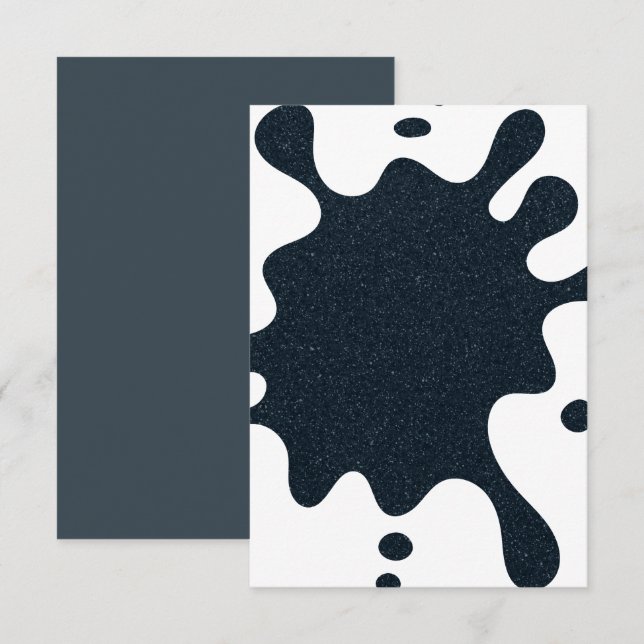 Custom Bold Inkblot RSVP Card – Charcoal & White (Front/Back)
