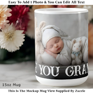 Custom Bold Love You Grandpa One Photo Modern Coffee Mug