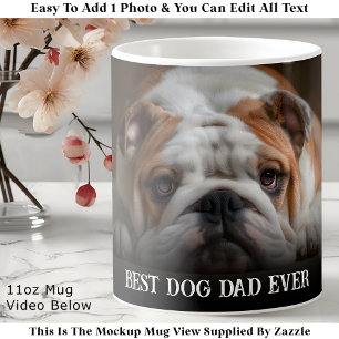 Custom Bold Personalized Dog Dad One Photo Coffee Mug