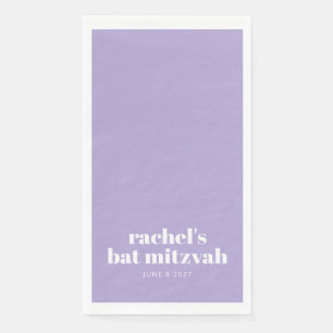Custom Bold Typography Modern Lavender Bat Mitzvah Napkin
