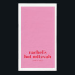 Custom Bold Typography Pink Red Modern Bat Mitzvah Napkin<br><div class="desc">Custom Bold Typography Bright Pink and Red Modern Bat Mitzvah Paper Guest Towels</div>