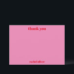 Custom Bold Typography Pink Red Modern Bat Mitzvah Thank You Card<br><div class="desc">Custom Bold Typography Bright Pink and Red Modern Bat Mitzvah Thank You Card</div>