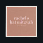 Custom Bold Typography Terracotta Pink Bat Mitzvah Napkin<br><div class="desc">Modern and simple personalized bat mitzvah napkins with bold typography in terracotta and pink.</div>