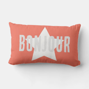 Custom Bonjour pink minimalism background Lumbar Pillow