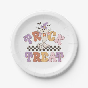 Custom Boo Ghost Cute Trick or Treat Halloween Paper Plate