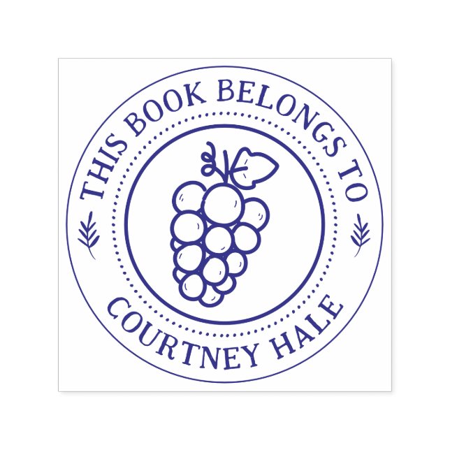 Custom Book Stamp | Handwritten Grape Round (Design)