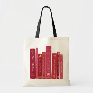 Custom Book Title Spine Tote Bag (Cherry Red)