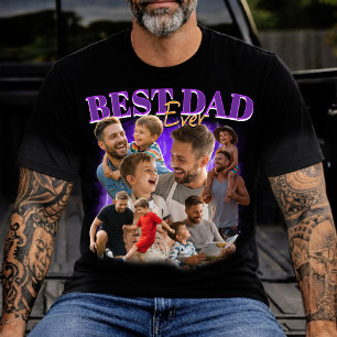Custom Bootleg 90s Best Dad Ever photo Collage T-Shirt