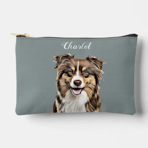 Custom Border Collie Dog Personalized Drawing Accessory Pouch
