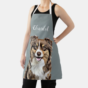 Custom Border Collie Dog Personalized Drawing Apron