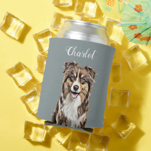 Custom Border Collie Dog Personalized Drawing Can Cooler