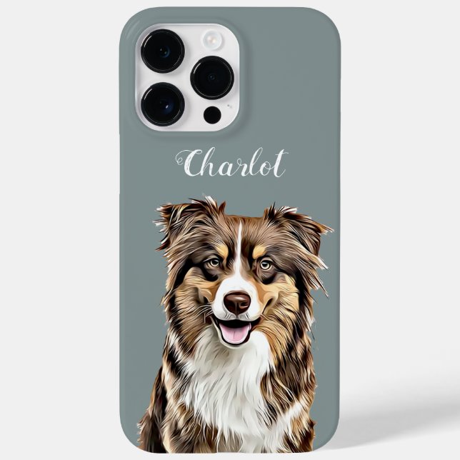 Custom Border Collie Dog Personalized Drawing Case-Mate iPhone Case (Back)