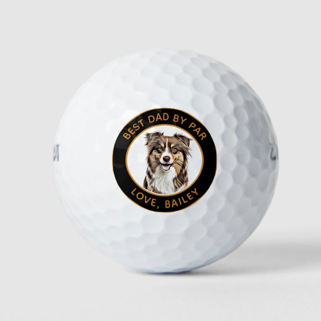 Custom Border Collie Dog Personalized Drawing Golf Balls (Front)