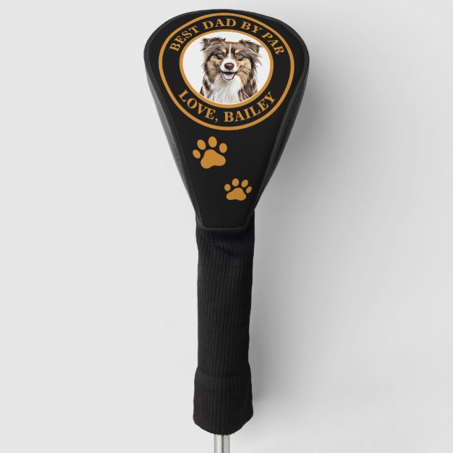 Custom Border Collie Dog Personalized Drawing Golf Head Cover (Front)