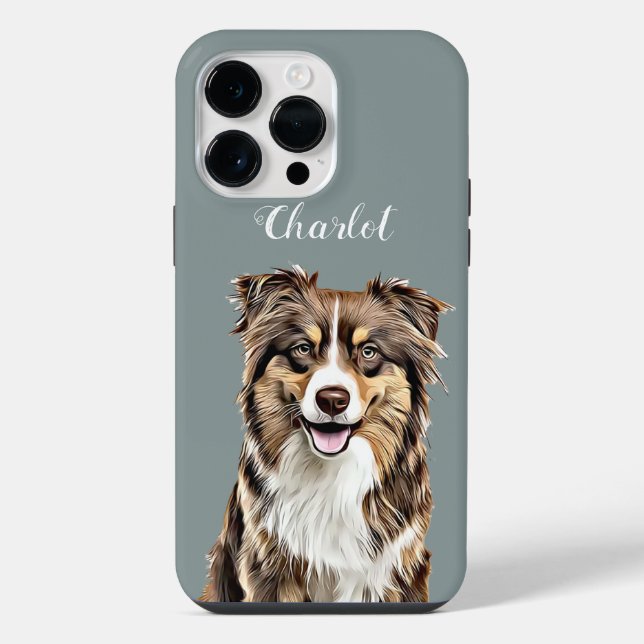 Custom Border Collie Dog Personalized Drawing iPhone Case (Back)