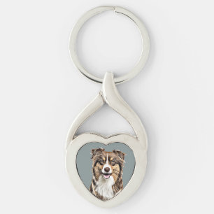 Custom Border Collie Dog Personalized Drawing Keychain