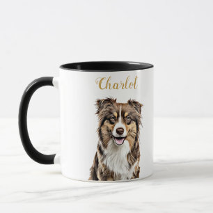 Custom Border Collie Dog Personalized Drawing Mug