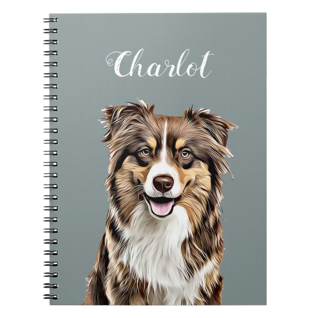 Custom Border Collie Dog Personalized Drawing Notebook (Front)