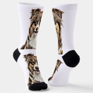 Custom Border Collie Dog Personalized Drawing Socks