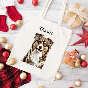 Custom Border Collie Dog Personalized Drawing Tote Bag