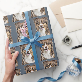 Custom Border Collie Dog Personalized Drawing Wrapping Paper