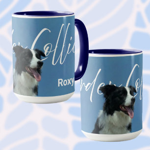 Custom Border Collie Photo and Retro Typography Mug