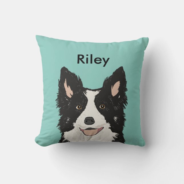 Custom Border Collie Pillow Custom Name (Front)