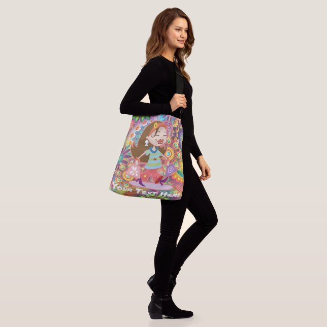 Custom Born to Shop Colourful Funky Shopping Diva Crossbody Bag (On Model)