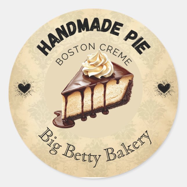 Custom Boston Cream Pie Labels | Personalized Bake (Front)