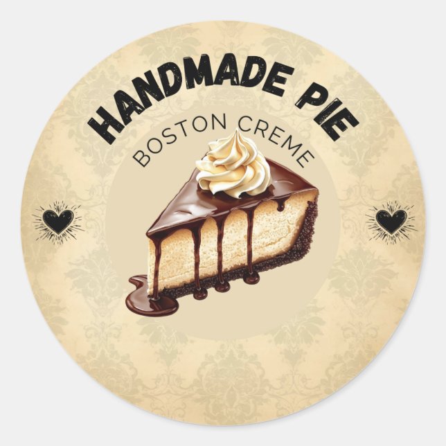 Custom Boston Cream Pie Labels | Personalized Bake (Front)