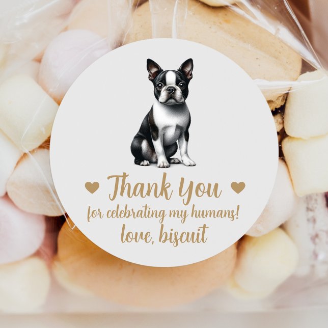 Custom Boston Terrier Dog Wedding Favour Stickers (Creator Uploaded)