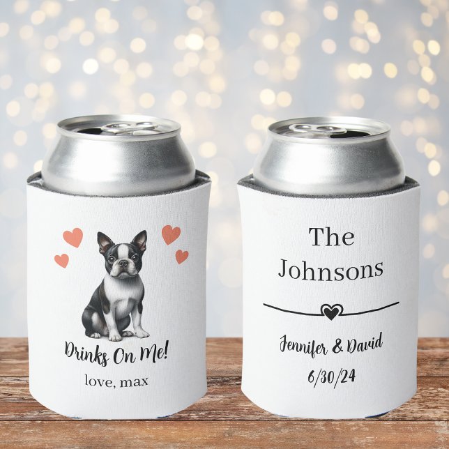 Custom Boston Terrier Pet Wedding Can Cooler (Creator Uploaded)