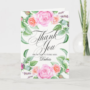 Custom Botanic Floral Bridal Wedding Thank You Card
