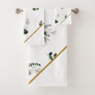 CUSTOM BOTANICAL GOLD BATHROOM TOWEL SET