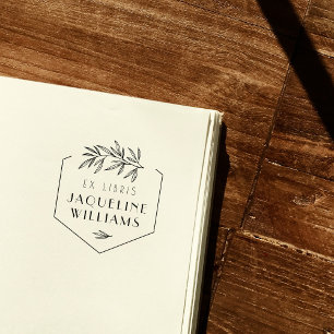 Custom Botanical Library Book Ex Libris Bookplate Rubber Stamp